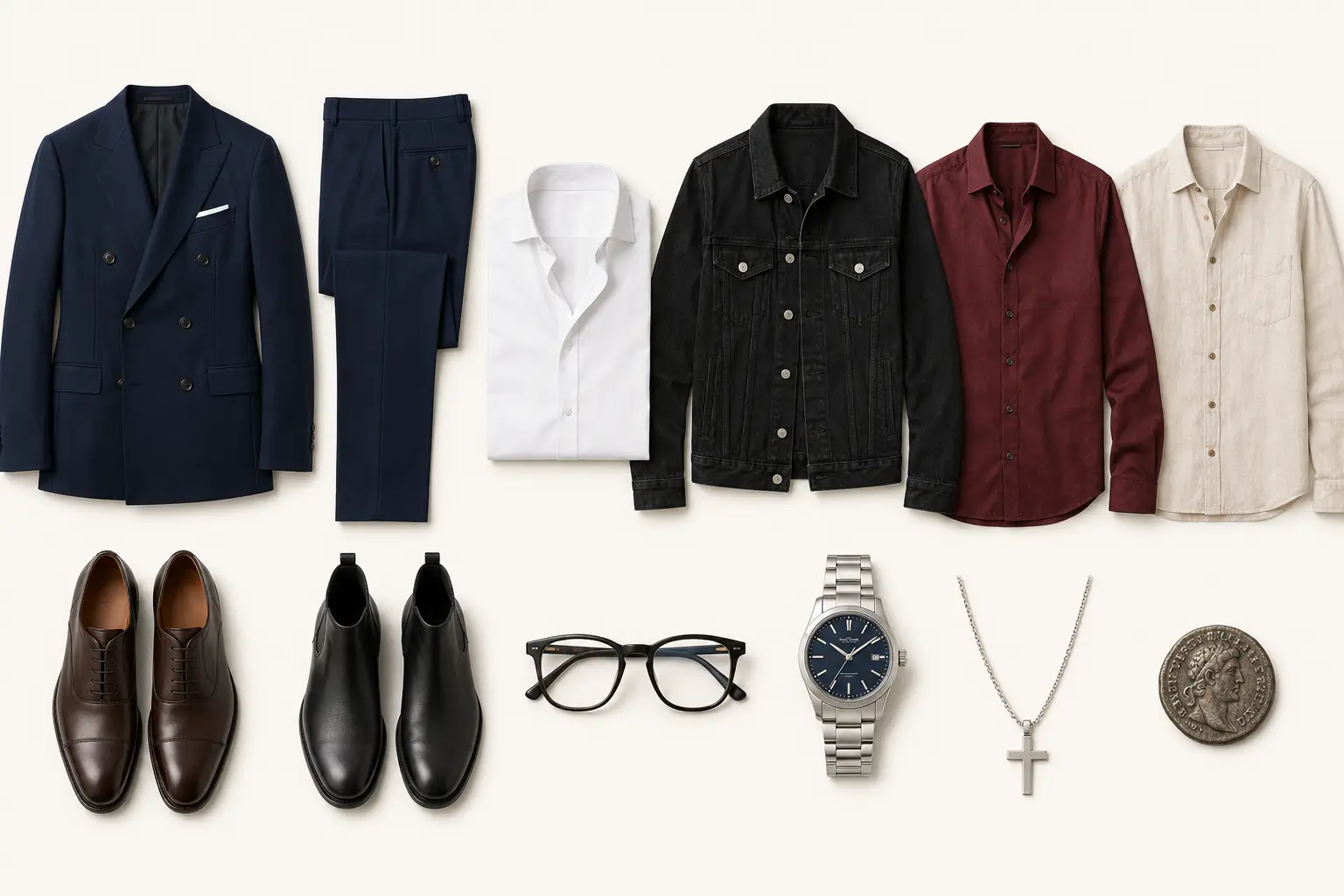 Alan wardrobe and accessories